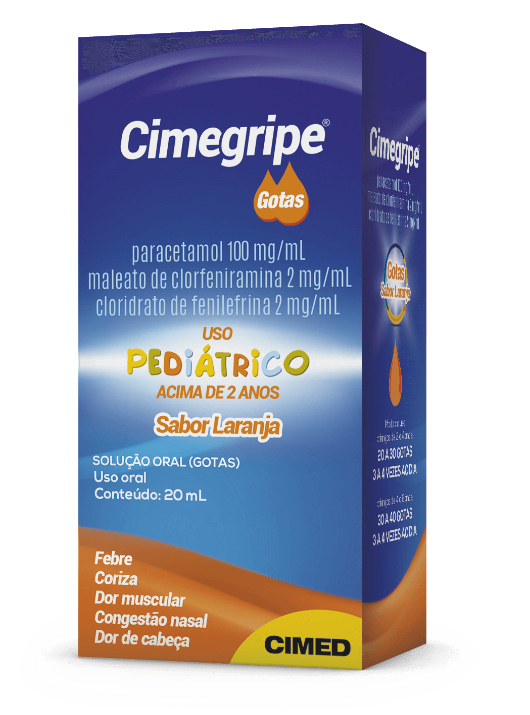 Imagem da embalagem do Cimegripe Gotas Pediátrico.