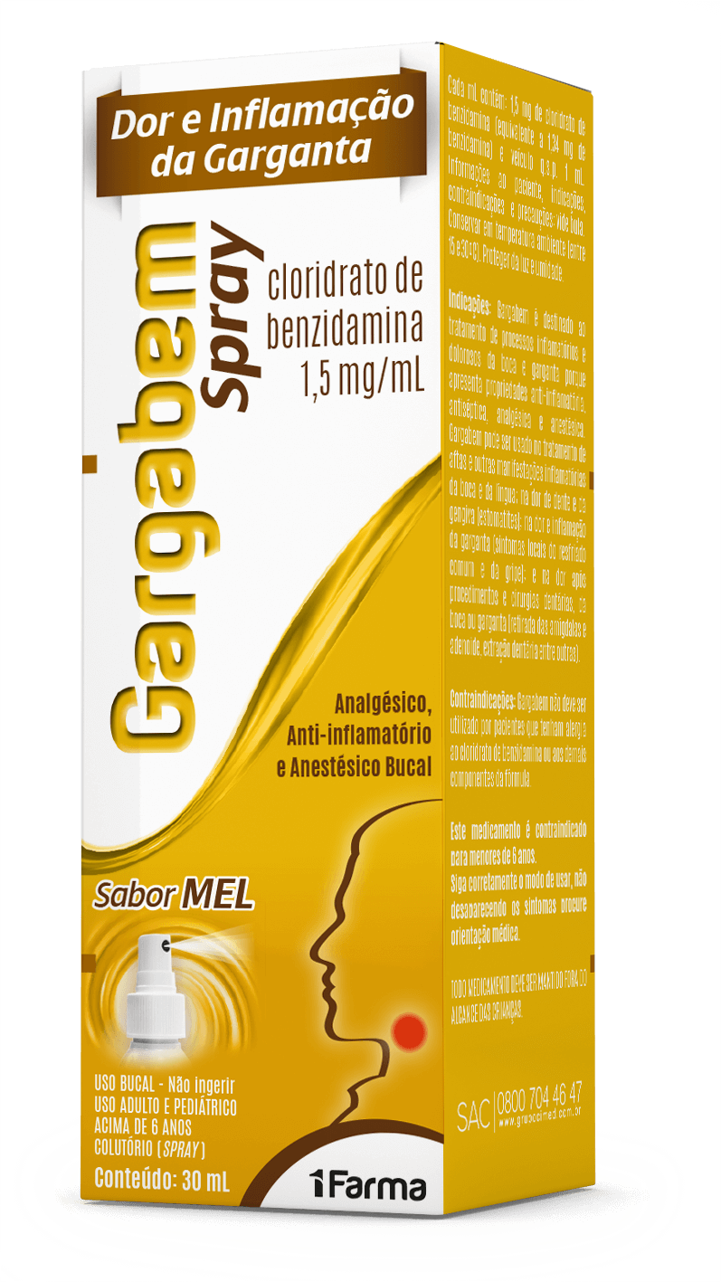 Imagem da embalagem do Gargabem Spray Mel.