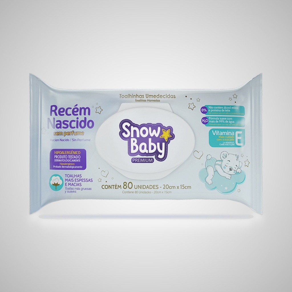 Toalhas Umedecidas Snow Baby Premium recém nascido 80un