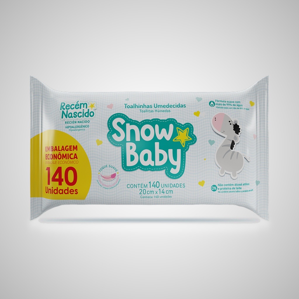 Toalhas Umedecidas Snow Baby recém nascido 140un