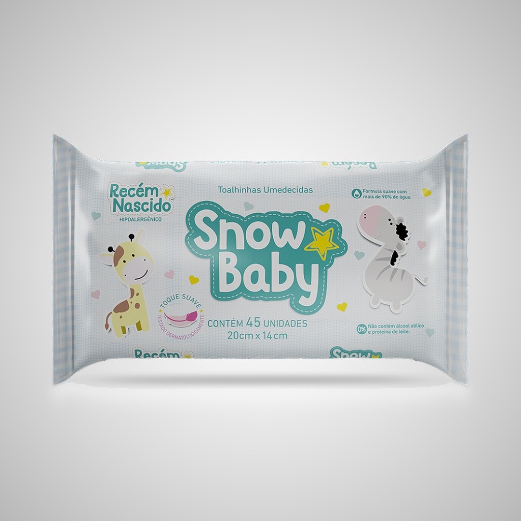 Toalhas Umedecidas Snow Baby recém nascido 45un