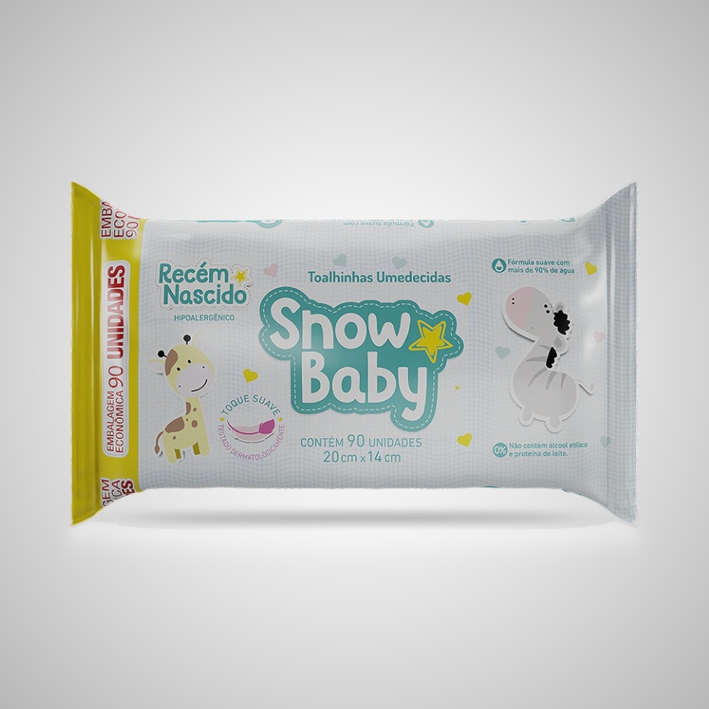 Toalhas Umedecidas Snow Baby recém nascido 90un